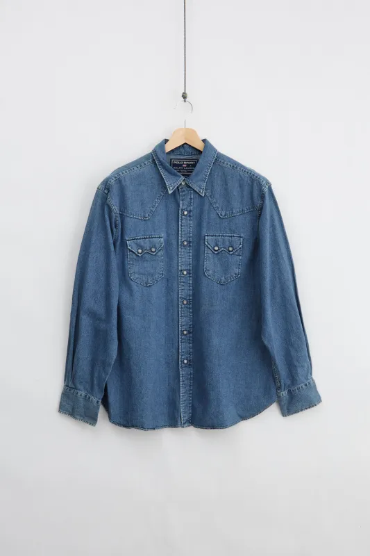 Polo Sport Ralph Lauren Western Denim Shirt (XL) made by Vintage