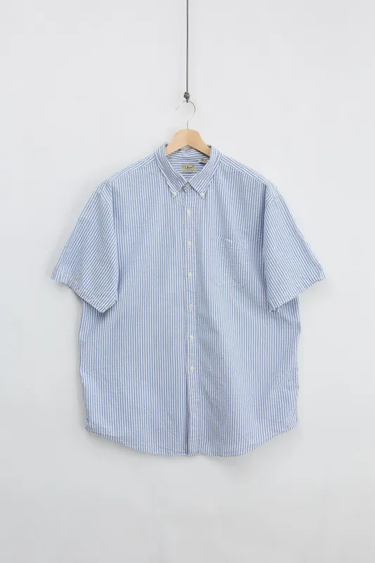 L.L. Bean Seersucker Short Sleeve Shirt (XL) made by Vintage