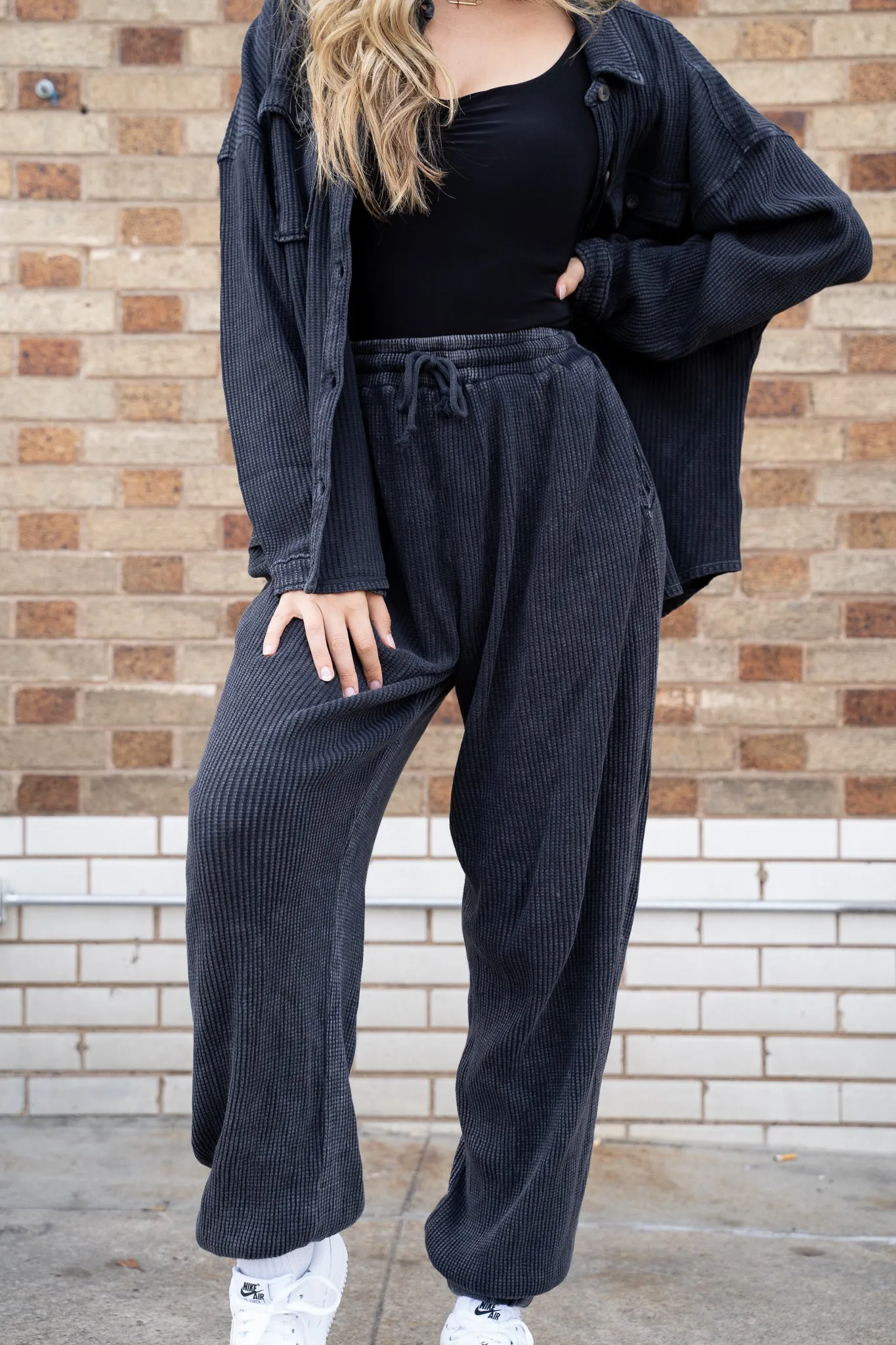 Wear Me Waffle Sweats - Black sold by Finding July