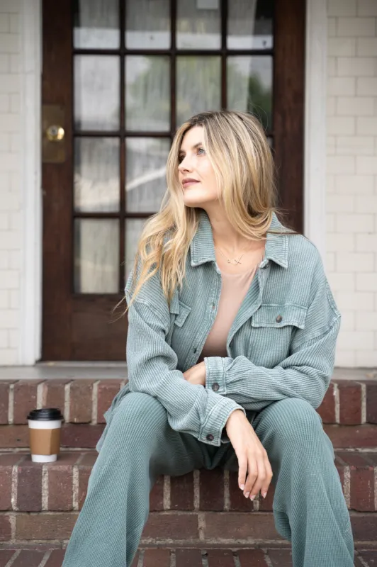 Wear Me Waffle Top - Teal sold by Finding July