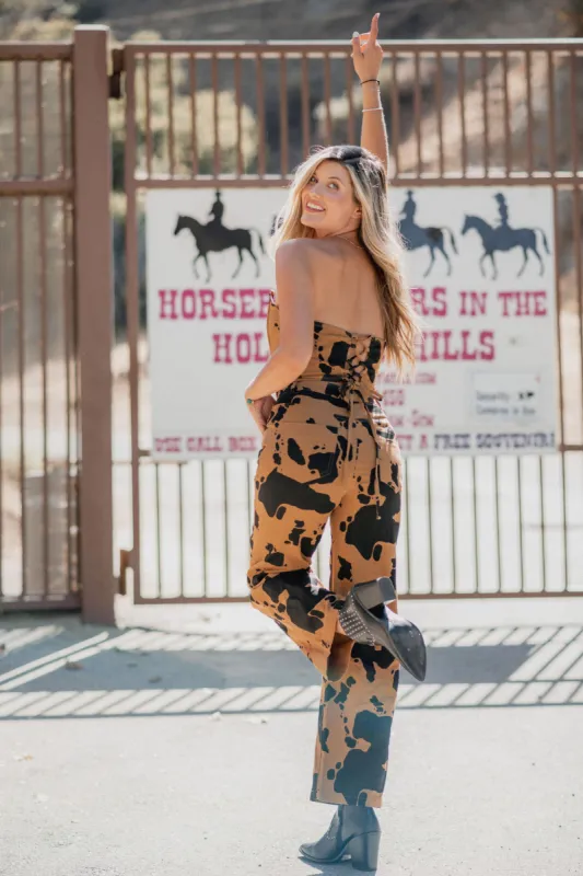 Dutton Cow-print Denim Set - PANTS sold by Finding July