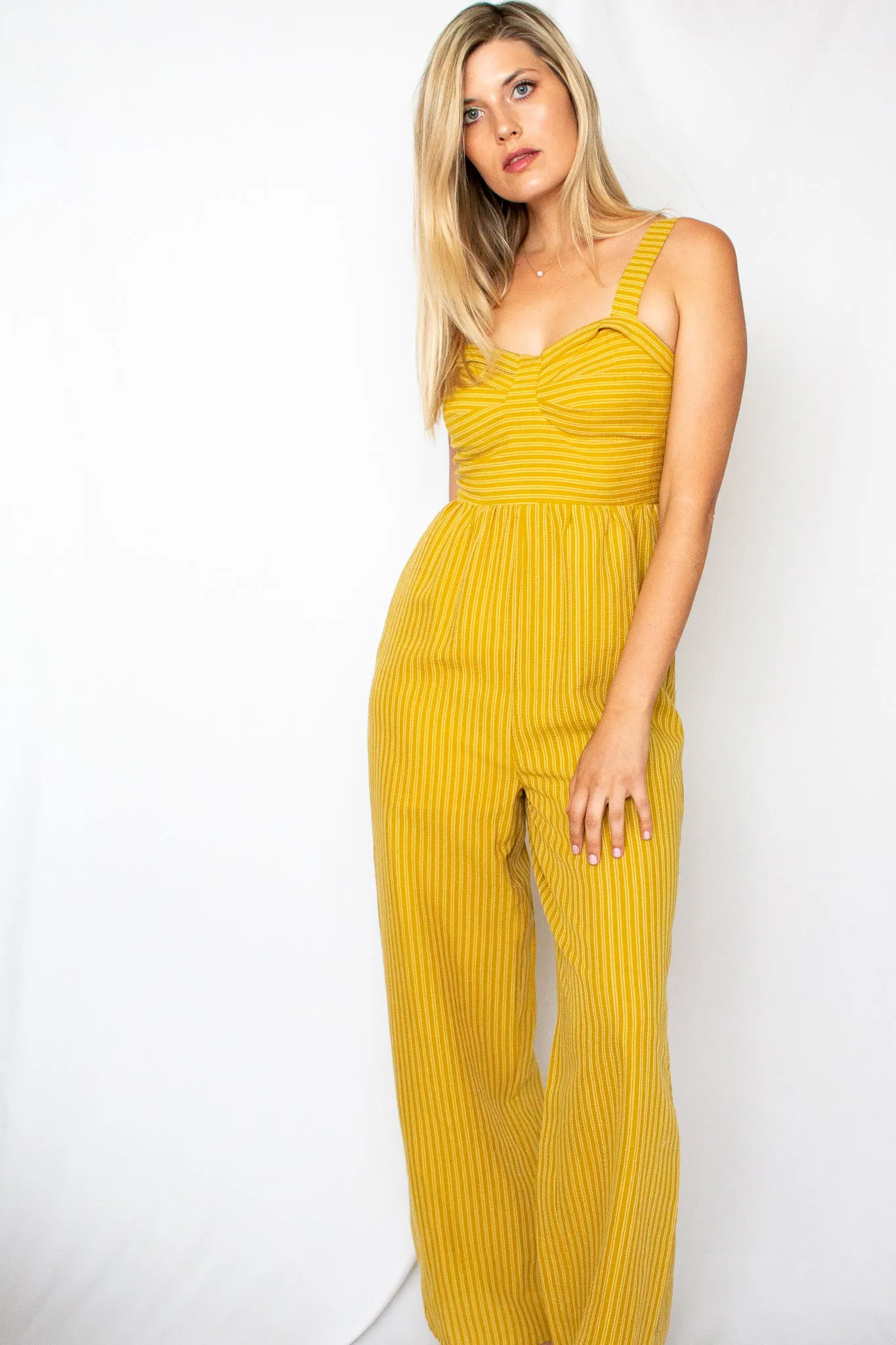 Be Happy Yellow Jumpsuit sold by Finding July product image thumbnail 3