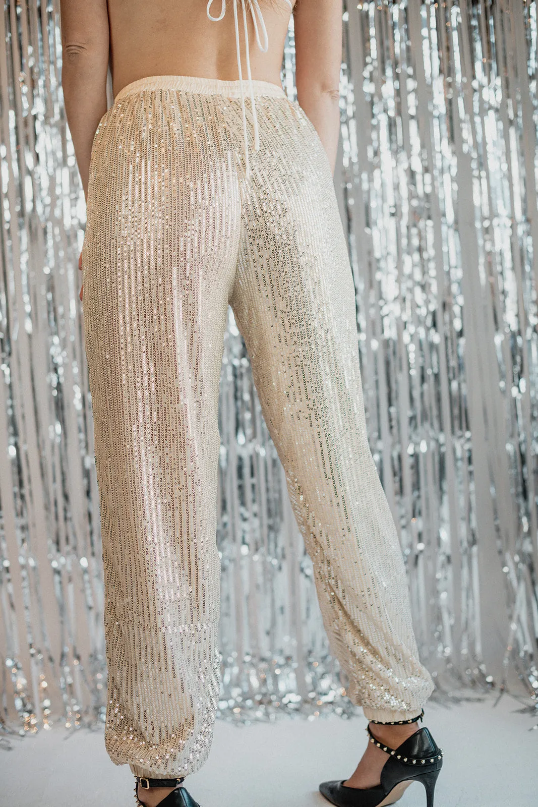 Show Stopper Sequin Pants - Beige sold by Finding July product image thumbnail 3