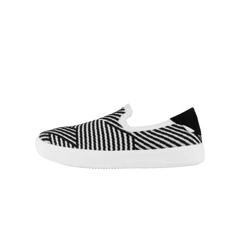 Women's Boardwalk Slip-On - White/Black Zigzag made by Vessi
