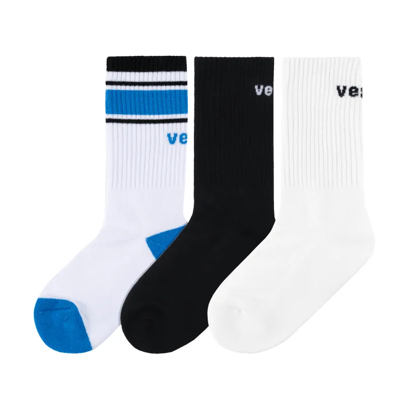 3-Pack Crew Socks - Black/White/Vessi Blue made by Vessi
