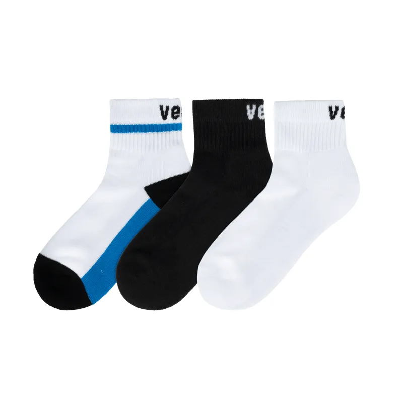 3-Pack Mid Crew Socks - Black/White/Vessi Blue made by Vessi