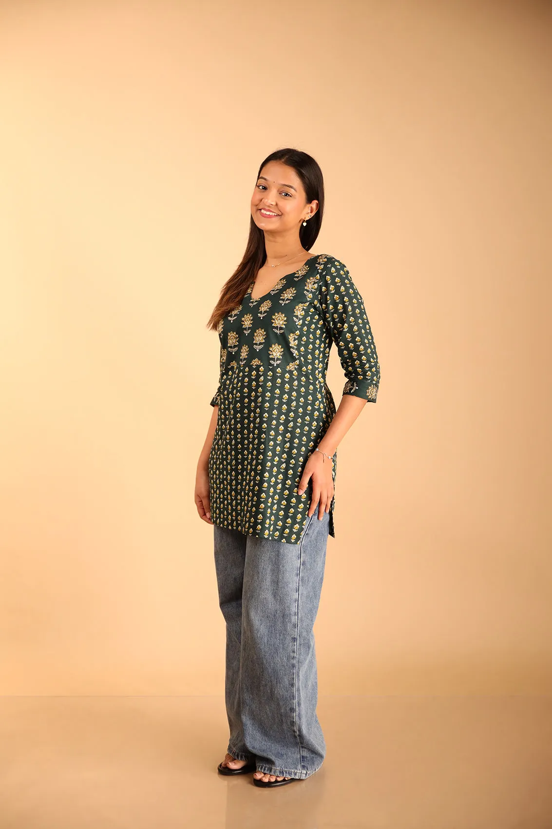 Multi-Patched Styled Green Kurti sold by Dri by Himadri product image thumbnail 5