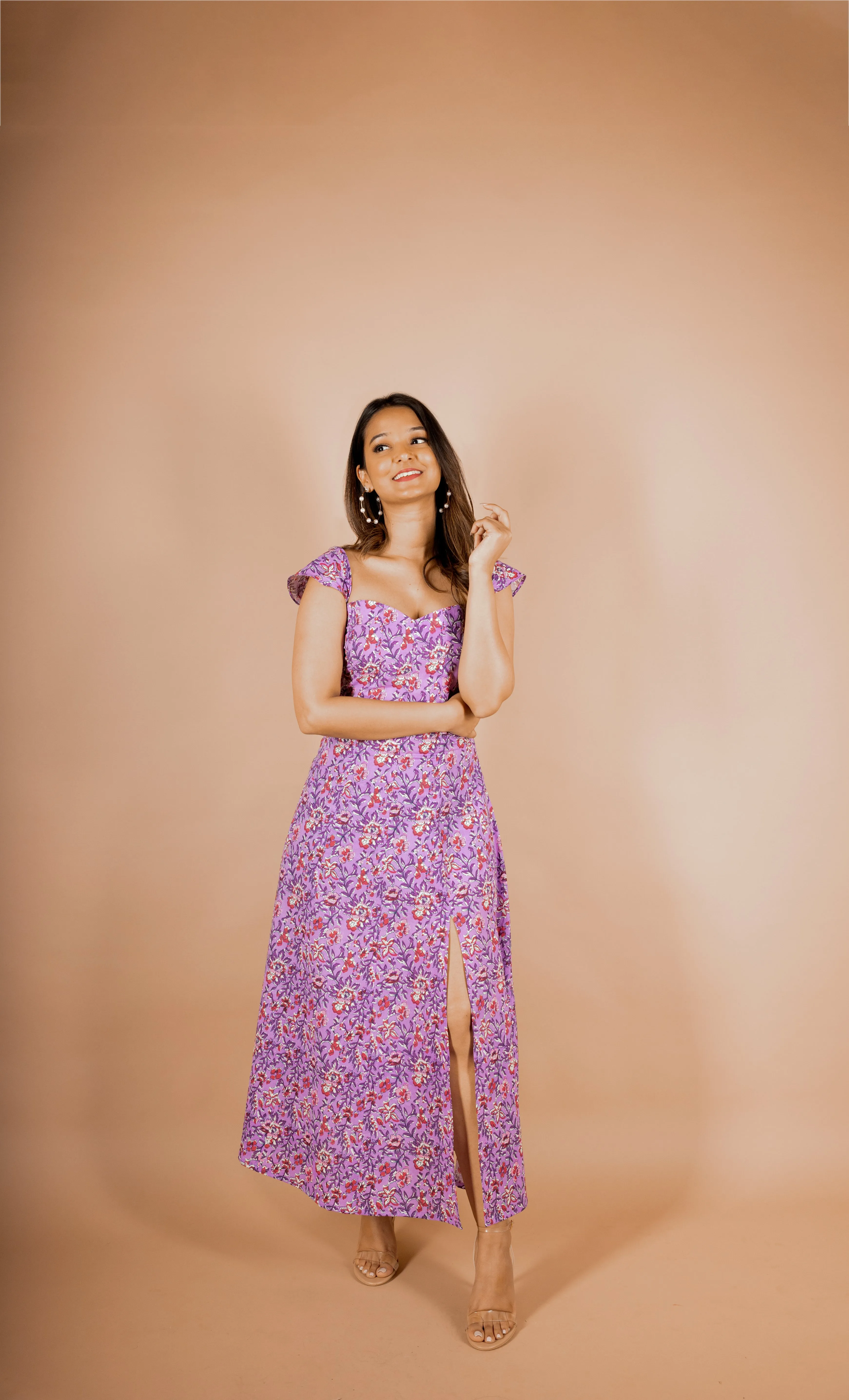 Plume Bloom Slit Floral Dress sold by Dri by Himadri