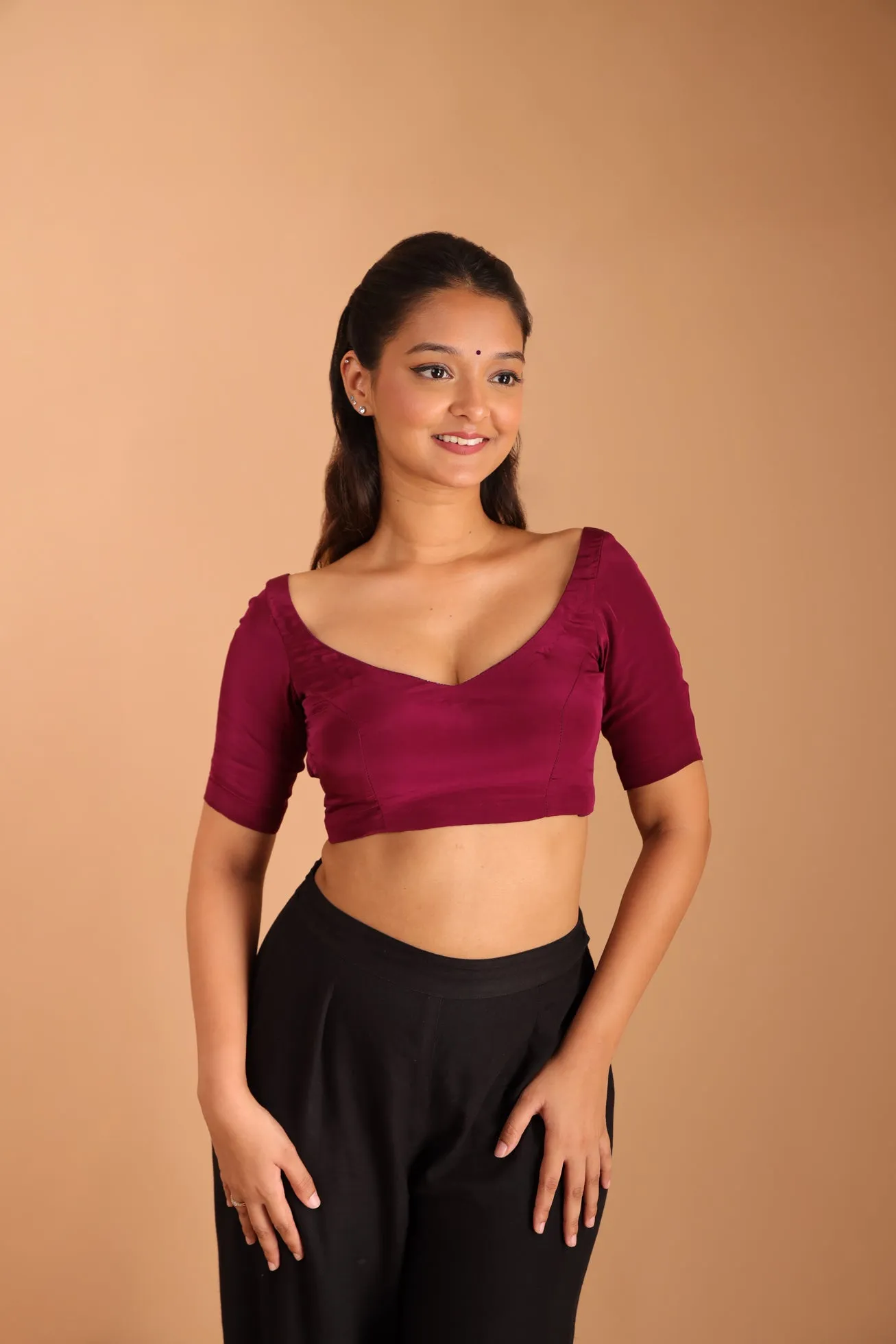 Wine V-Neck Blouse sold by Dri by Himadri product image thumbnail 2