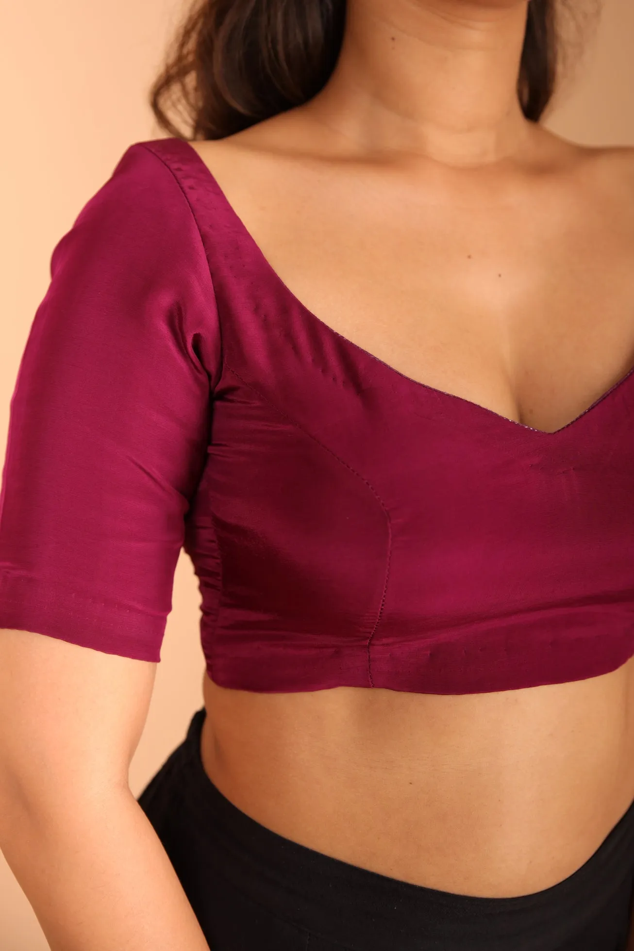 Wine V-Neck Blouse sold by Dri by Himadri product image thumbnail 5