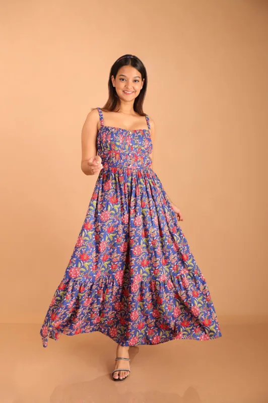 Pearly Blue Maxi Dress made by Dri by Himadri