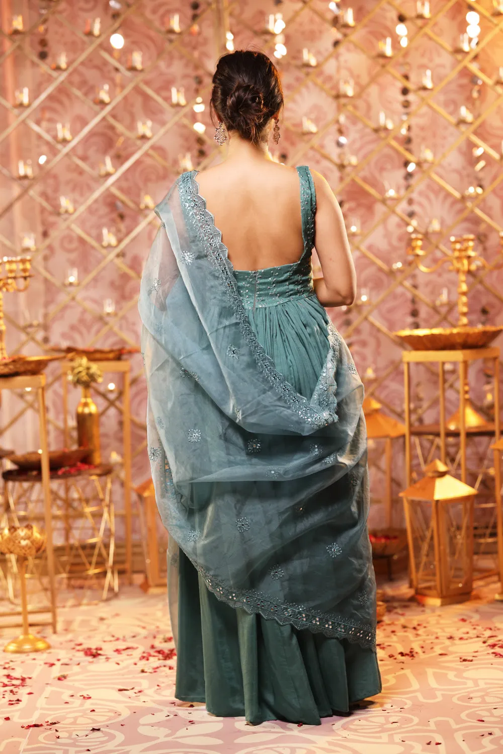 Green Anarkali Set (3-piece Set) sold by Dri by Himadri product image thumbnail 4