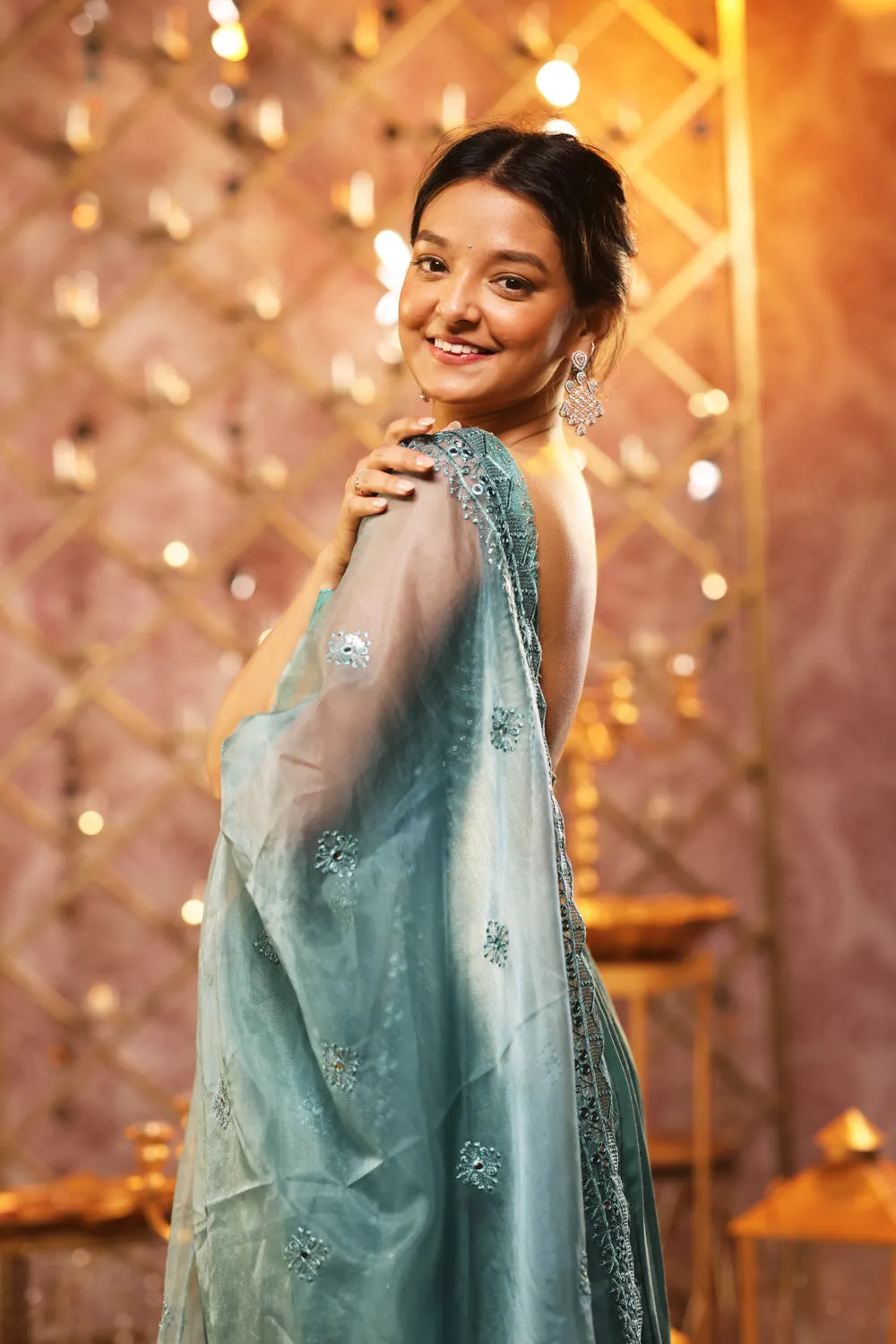 Green Anarkali Set (3-piece Set) sold by Dri by Himadri product image thumbnail 5