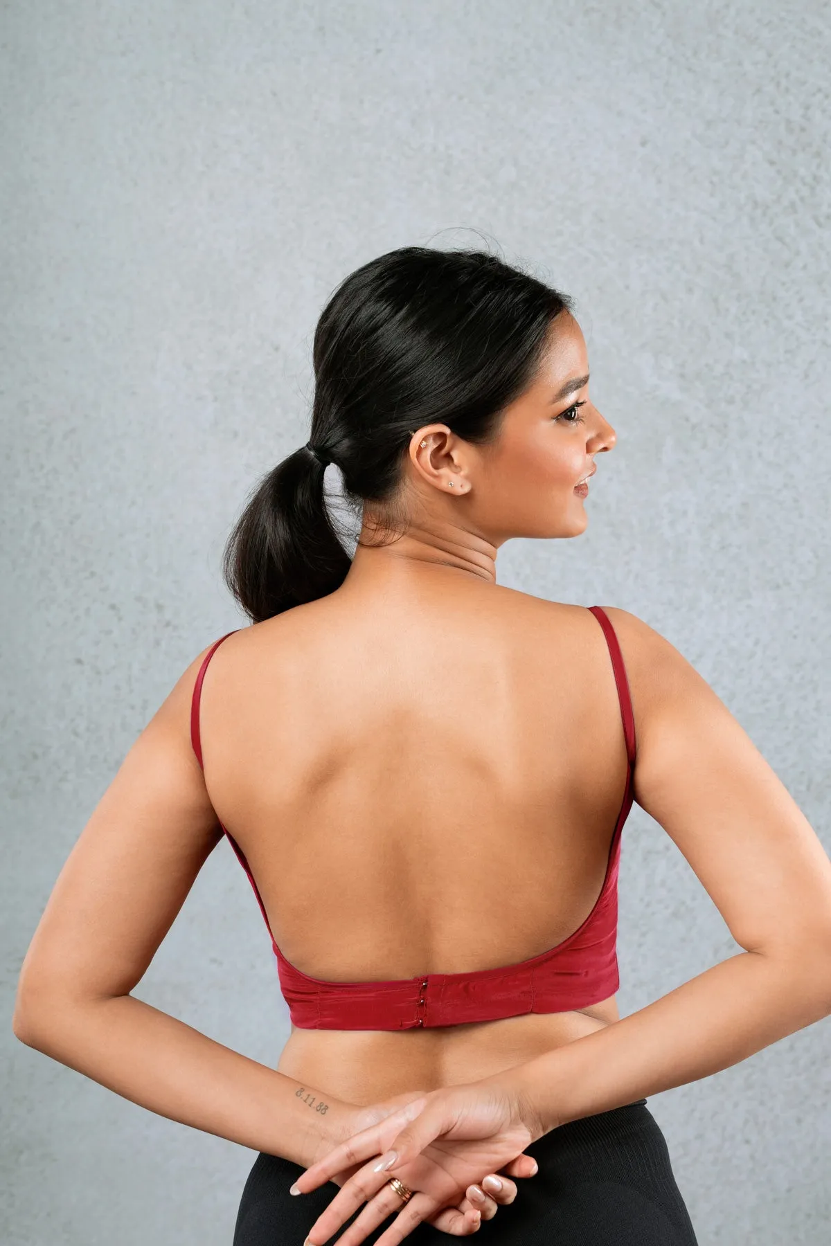 Maroon Crepe Blouse sold by Dri by Himadri product image thumbnail 4