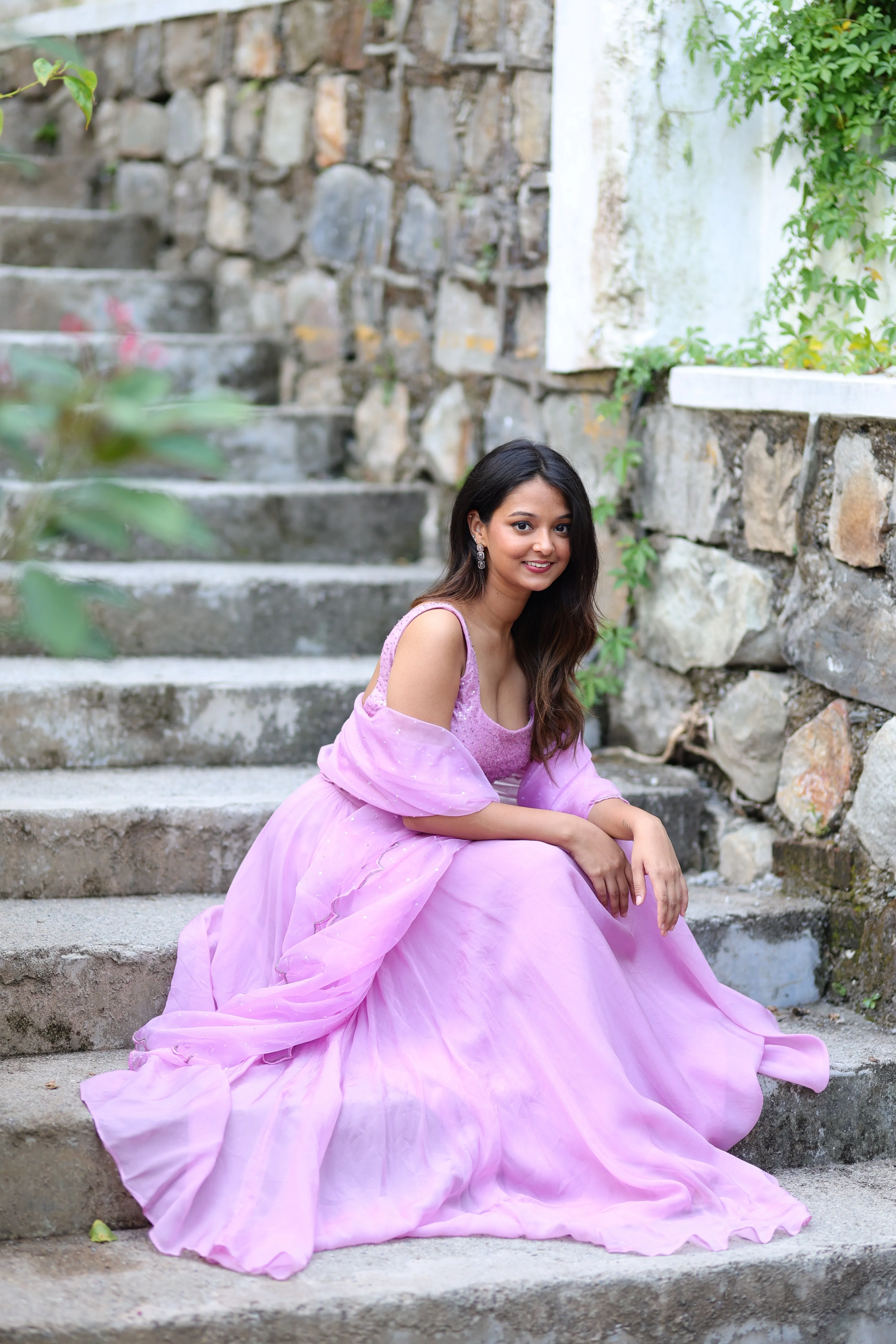 Lavender Lehenga (3-piece Set) With Customisable Blouse sold by Dri by Himadri product image thumbnail 4