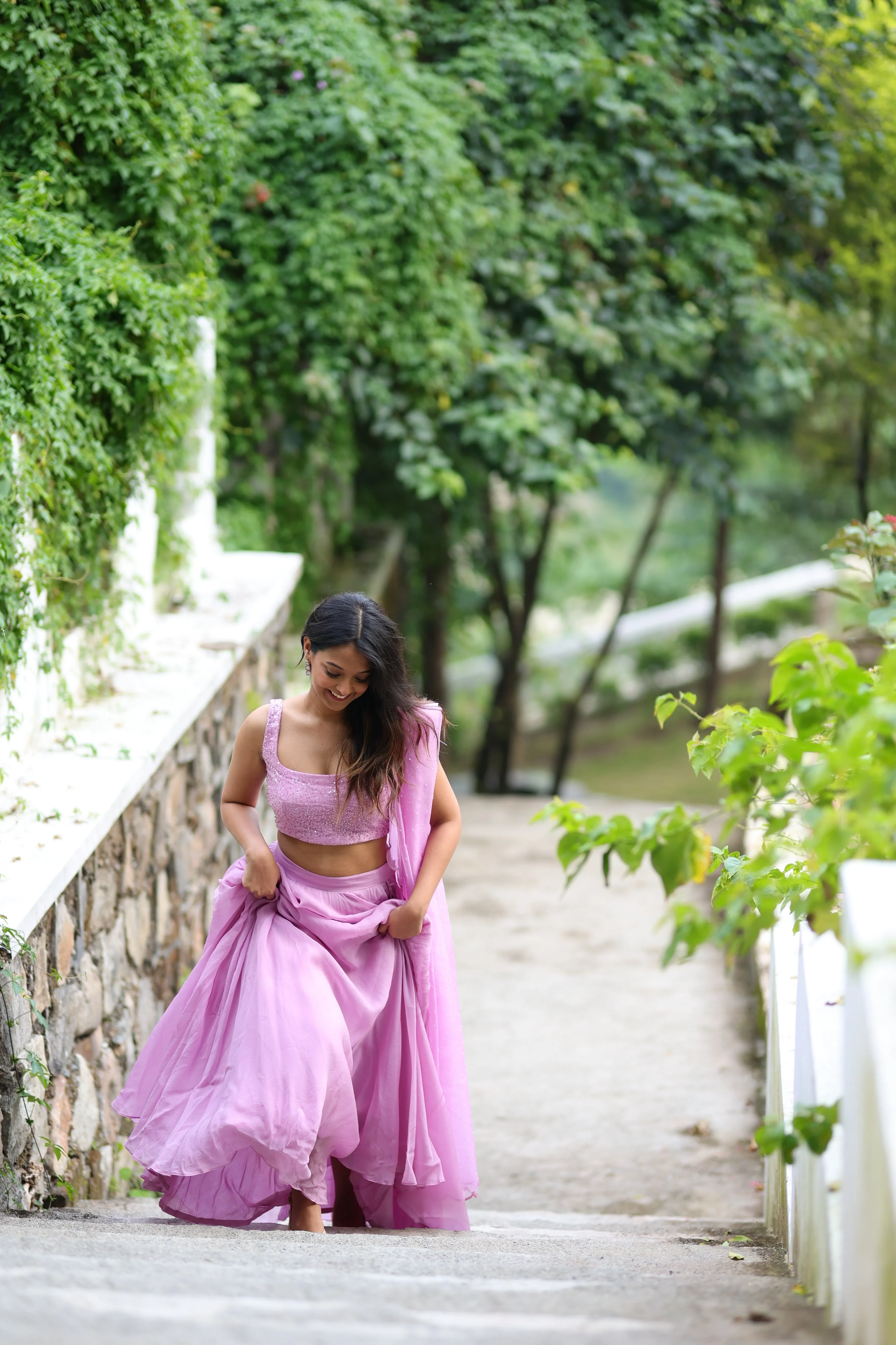 Lavender Lehenga (3-piece Set) With Customisable Blouse sold by Dri by Himadri product image thumbnail 5