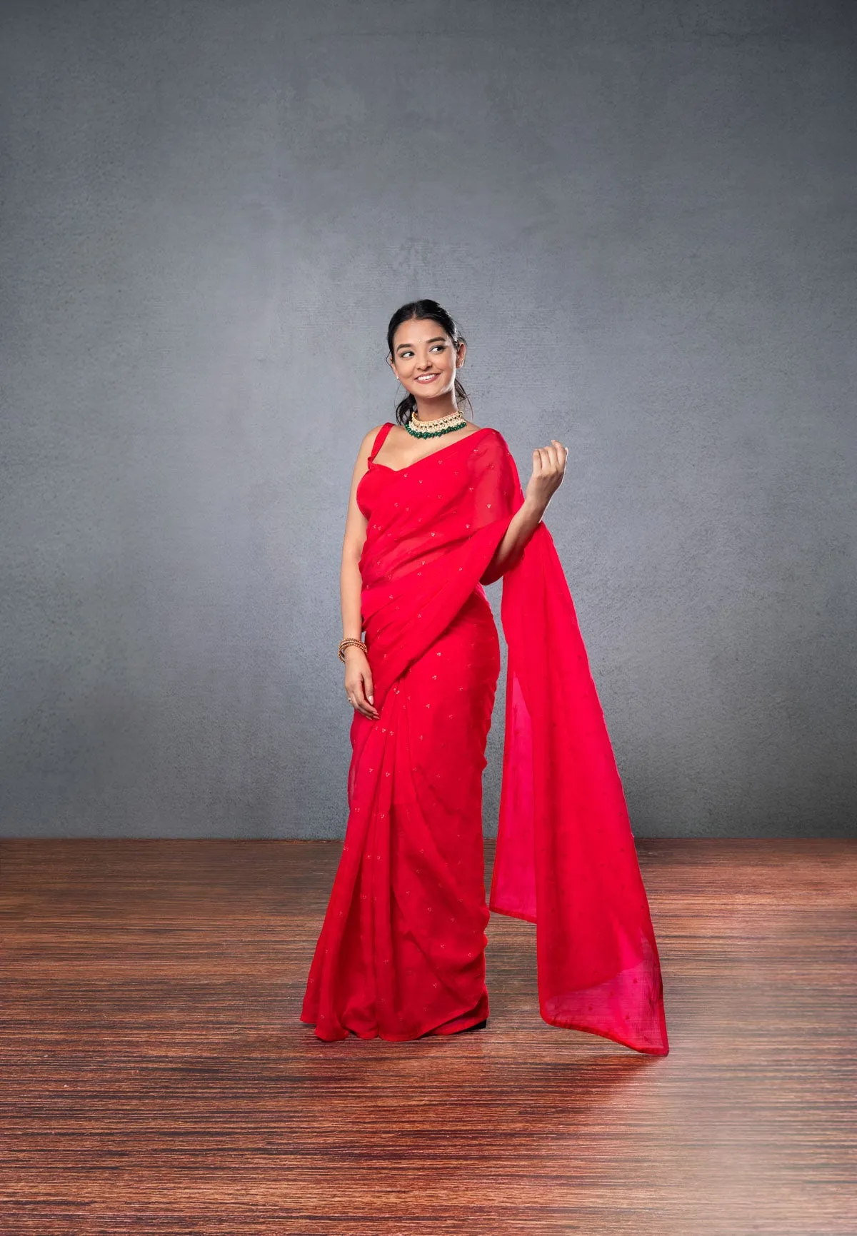 Rani Pink Saree With Blouse sold by Dri by Himadri product image thumbnail 2