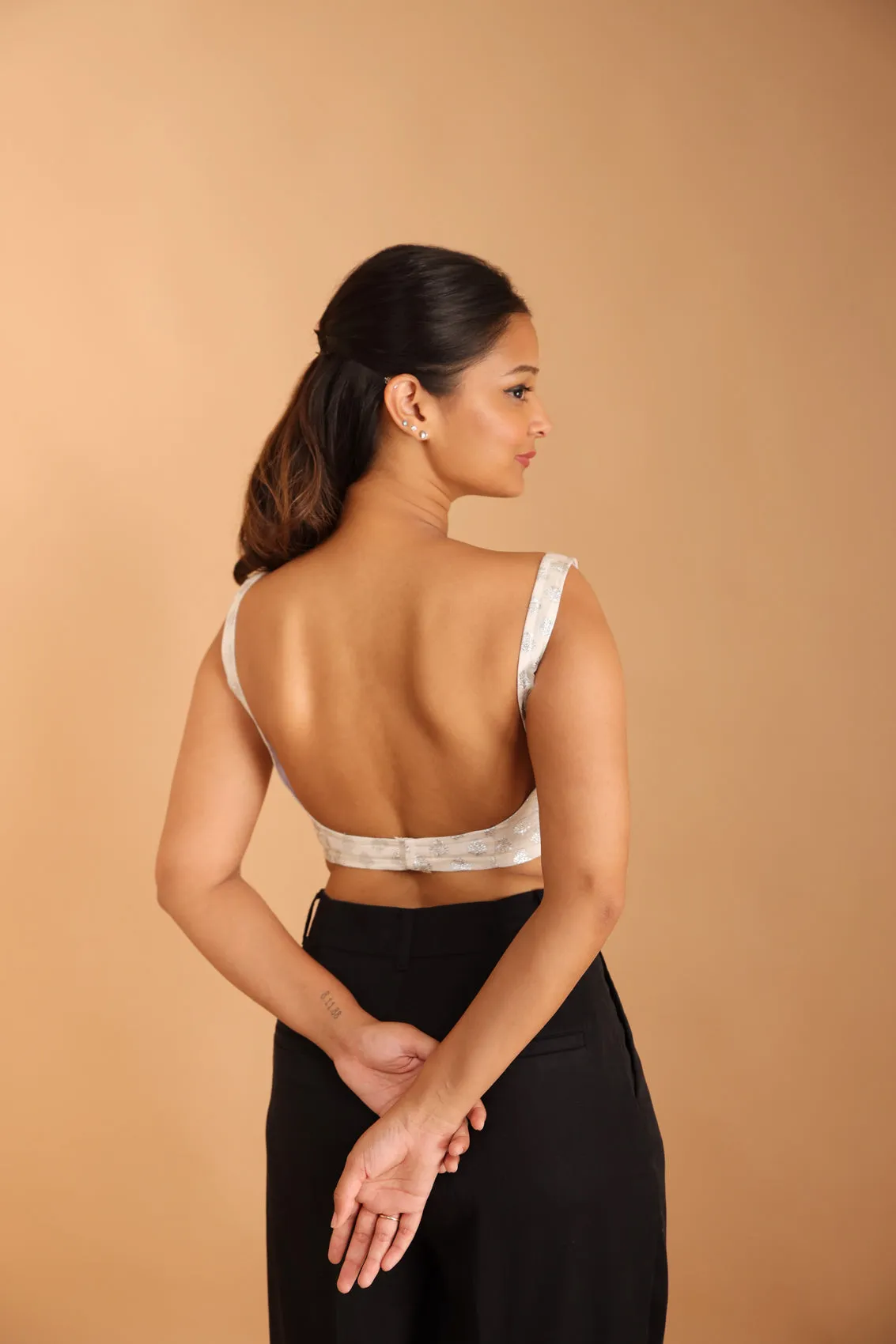 Silver Brocade Blouse sold by Dri by Himadri product image thumbnail 4