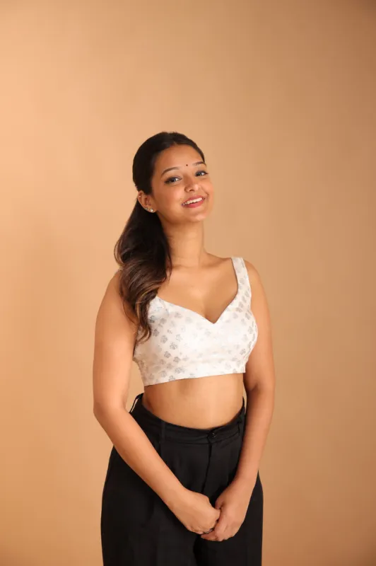 Silver Brocade Blouse sold by Dri by Himadri