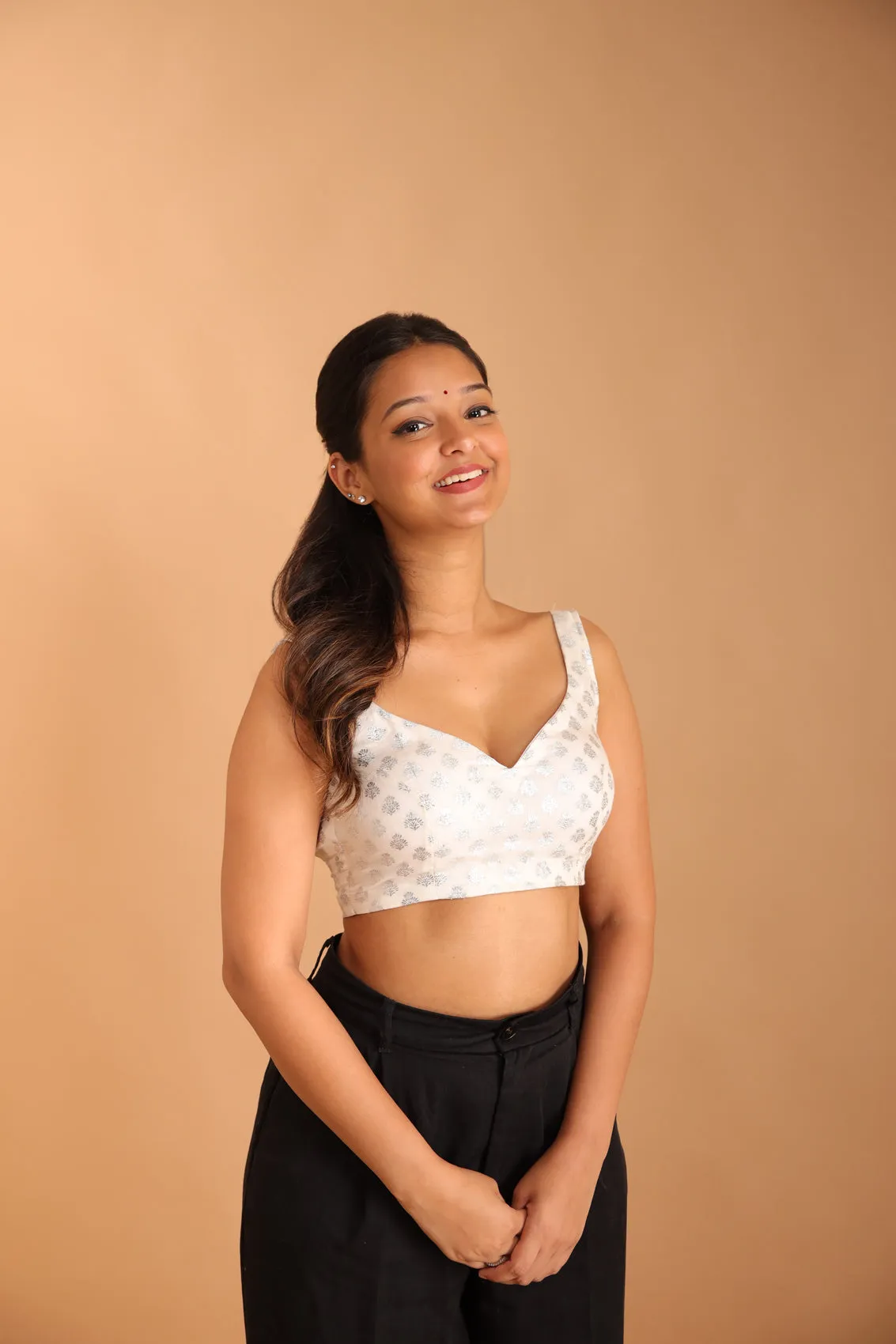 Silver Brocade Blouse sold by Dri by Himadri