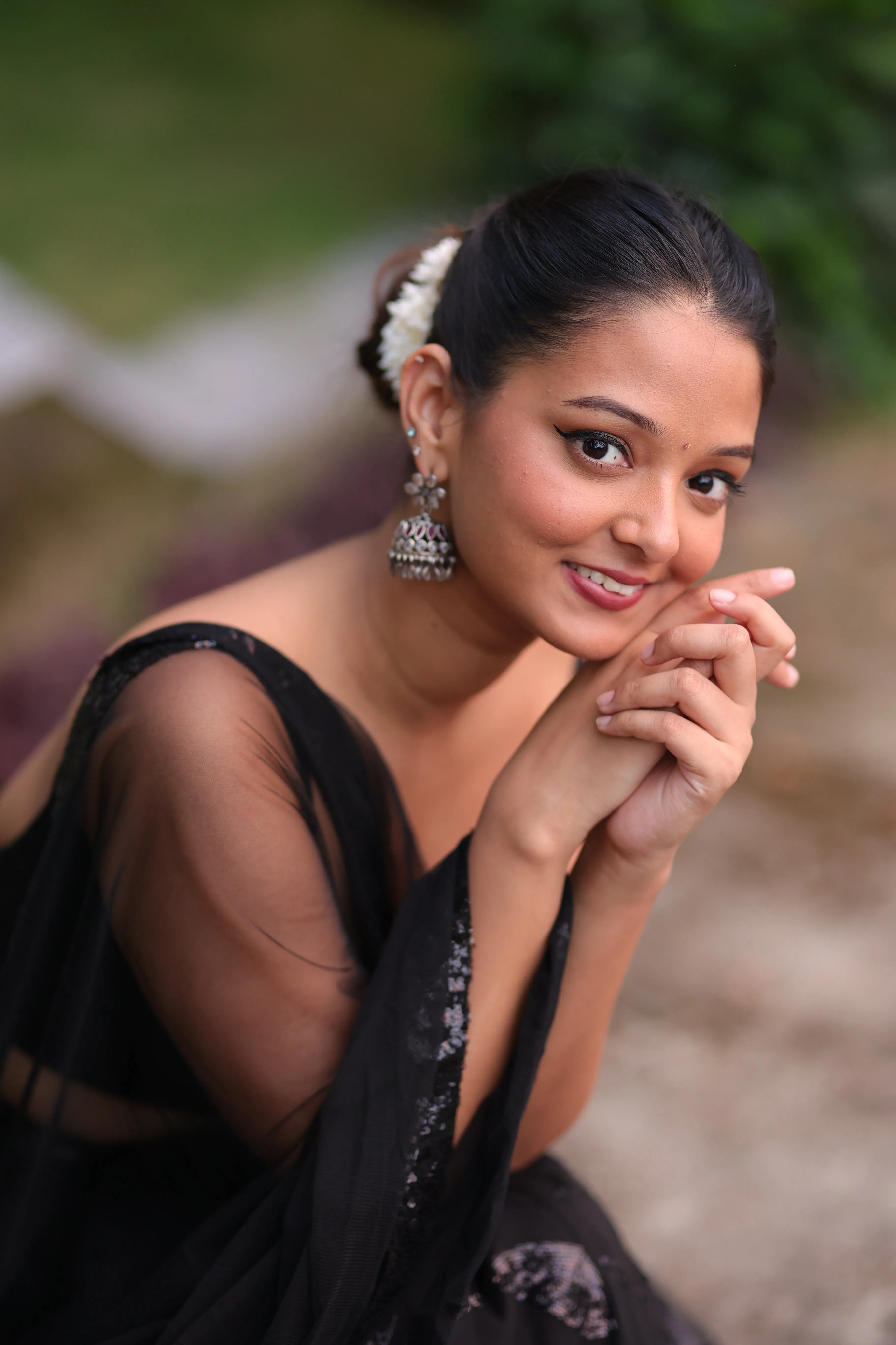 Black Sequin Lehenga (3-piece Set) With customisable blouse sold by Dri by Himadri product image thumbnail 3