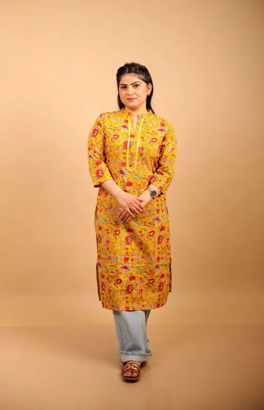 Long Mustard Kurti sold by Dri by Himadri