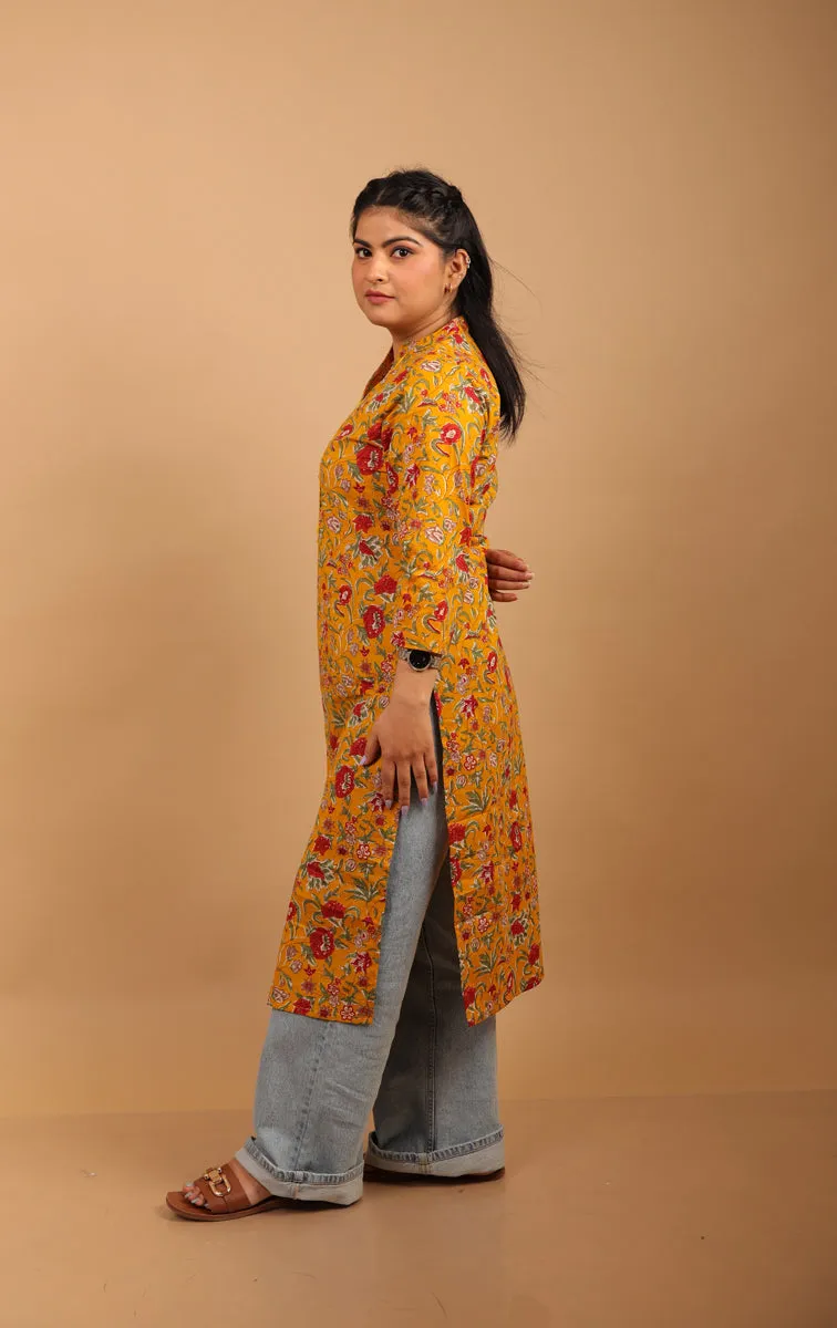 Long Mustard Kurti sold by Dri by Himadri product image thumbnail 3