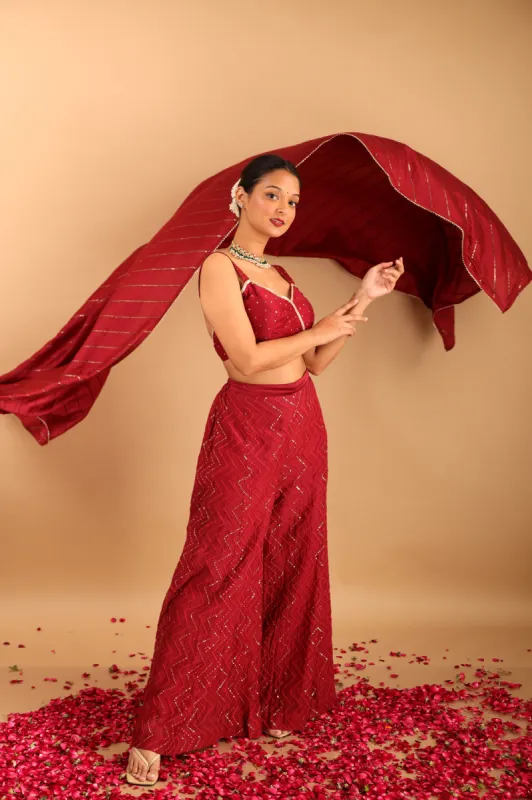 Sindoori Laal Co-ord Set with Dupatta sold by Dri by Himadri