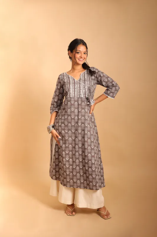 Grey A-Line Long Kurti sold by Dri by Himadri