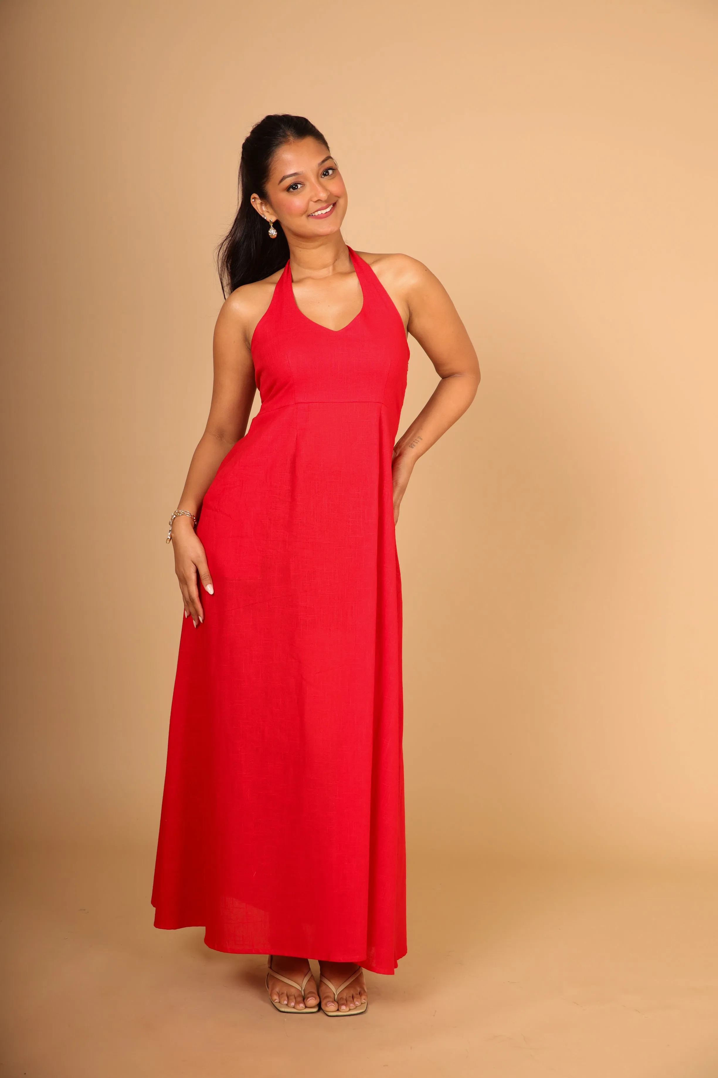Red Halter Maxi Dress sold by Dri by Himadri product image thumbnail 3