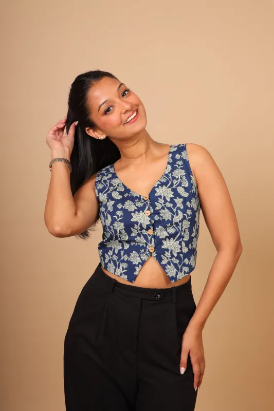 Blue Waist-coat Top sold by Dri by Himadri