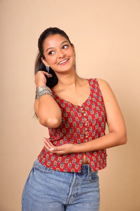 Red Vest sold by Dri by Himadri