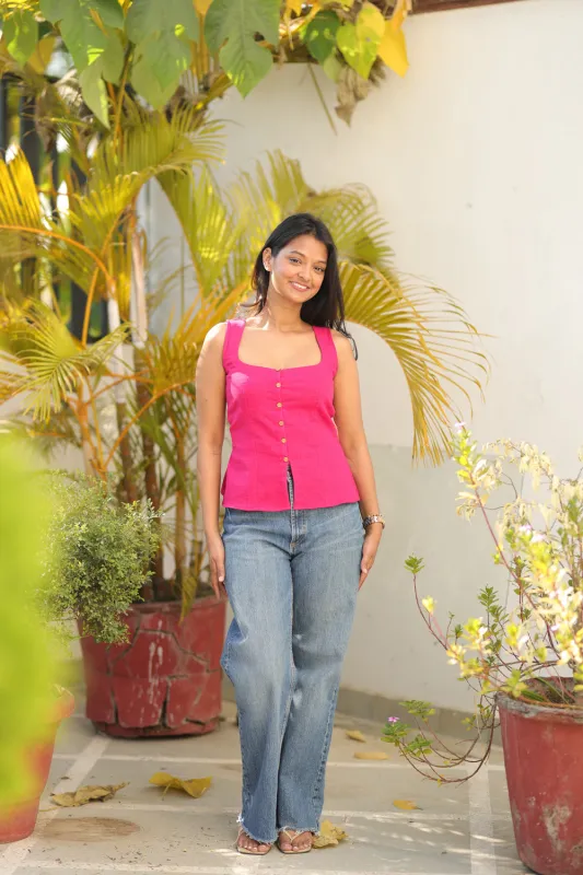 Pink Square Neck Top sold by Dri by Himadri