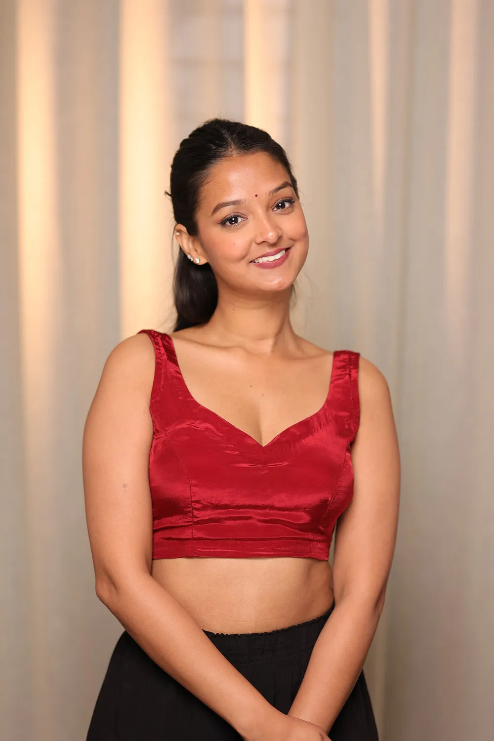 Deep Maroon Crepe Blouse(Sleeveless) sold by Dri by Himadri product image thumbnail 2