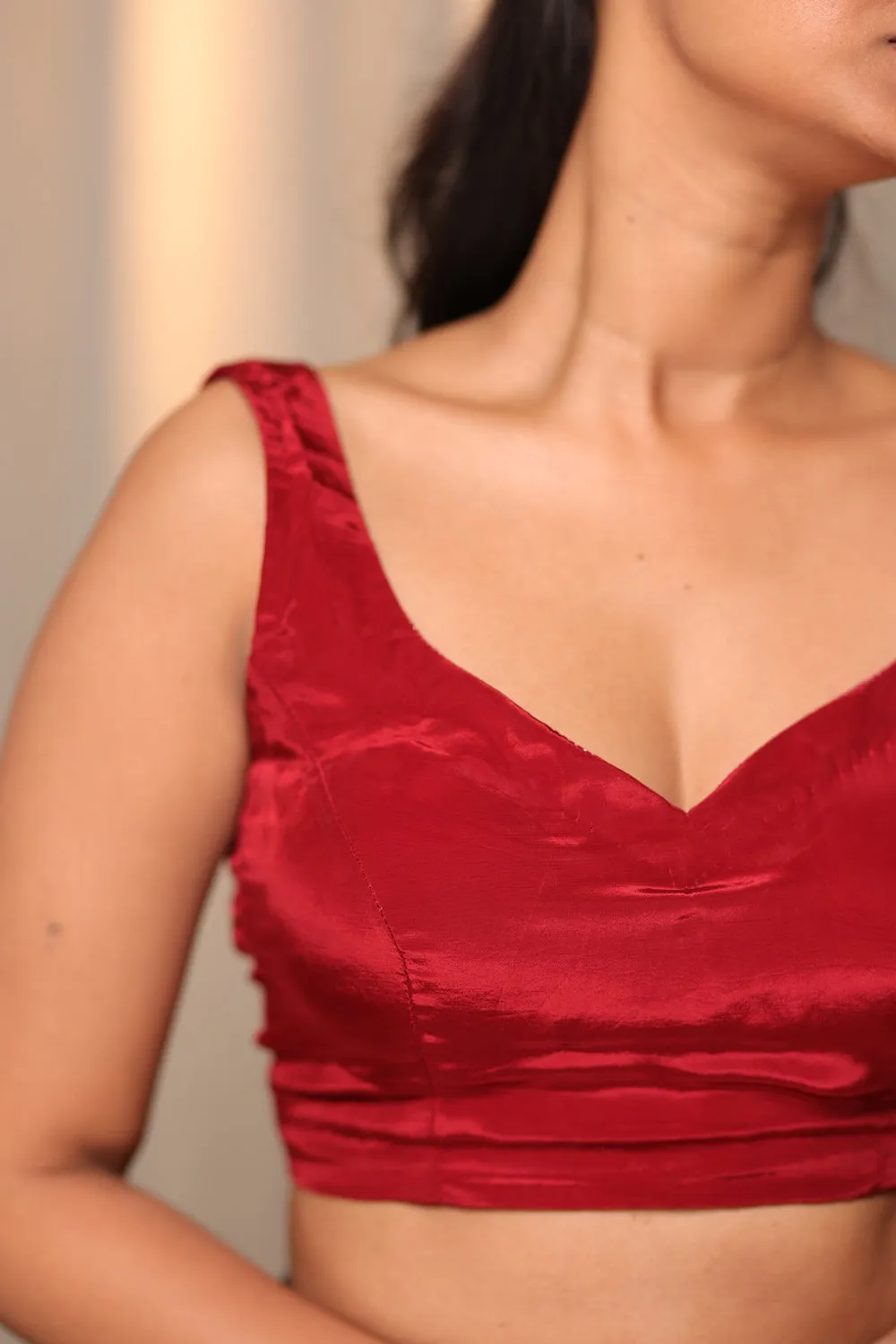 Deep Maroon Crepe Blouse(Sleeveless) sold by Dri by Himadri product image thumbnail 4