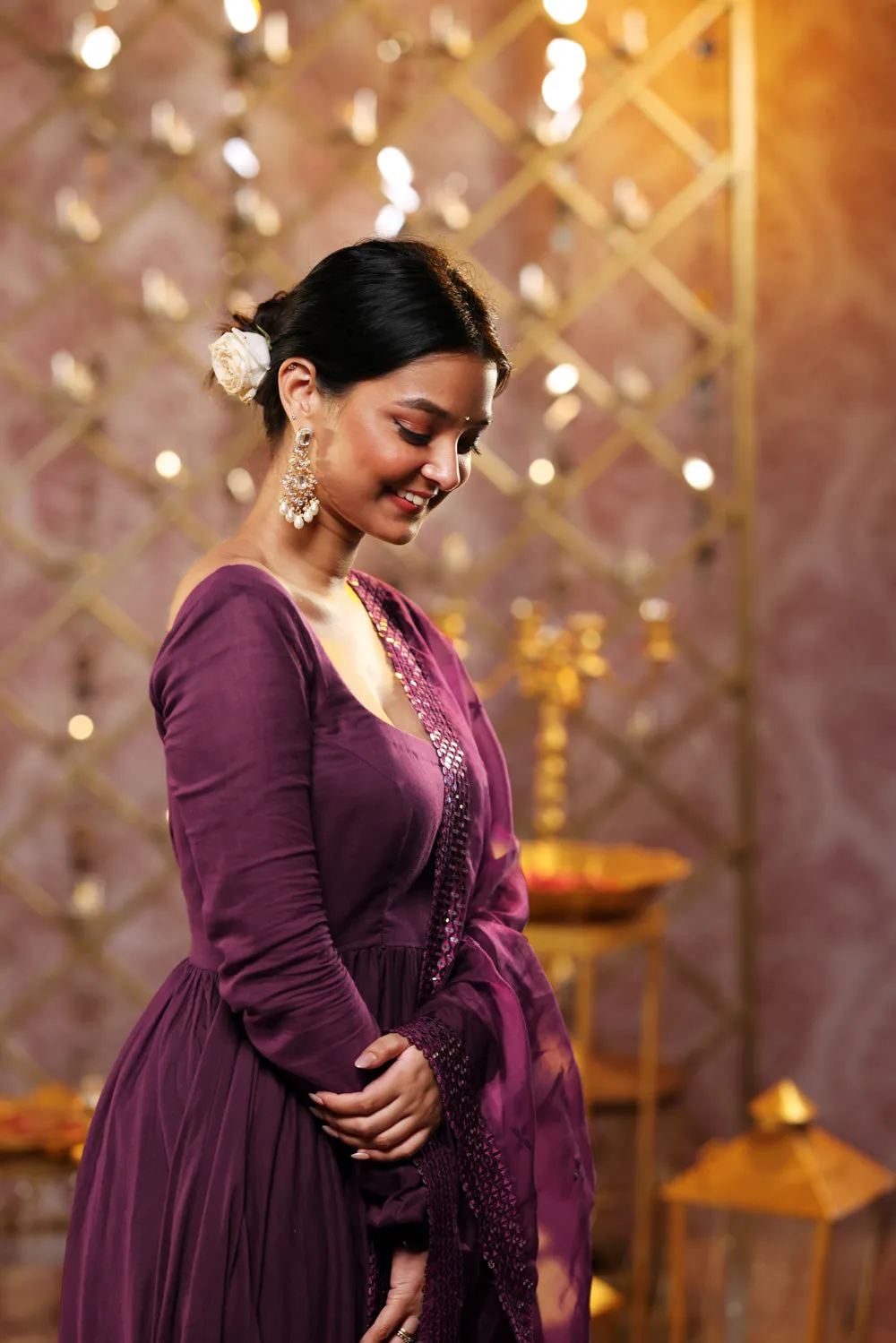 Purple Anarkali (3-piece Set) sold by Dri by Himadri product image thumbnail 5