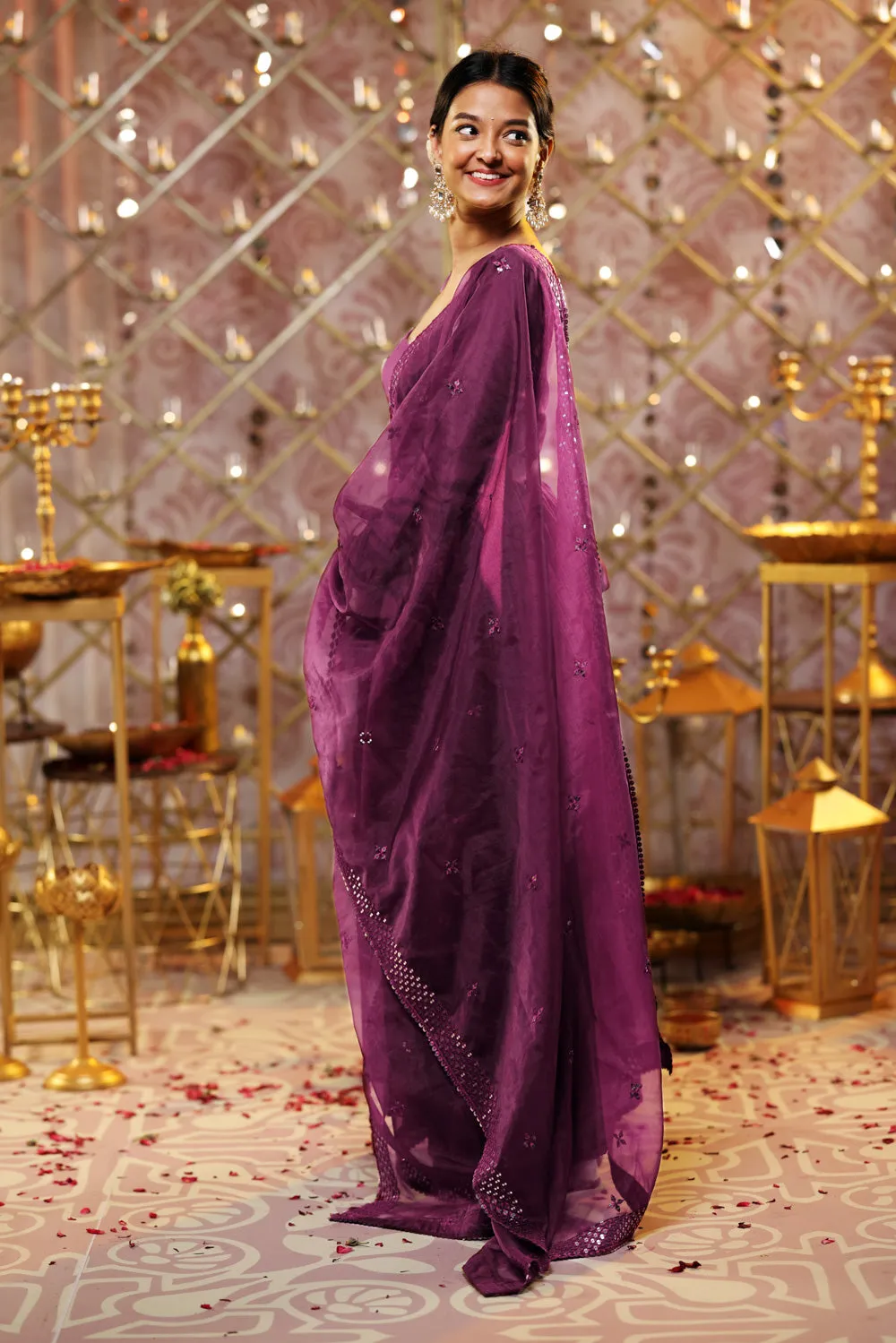 Purple Anarkali (3-piece Set) sold by Dri by Himadri product image thumbnail 3