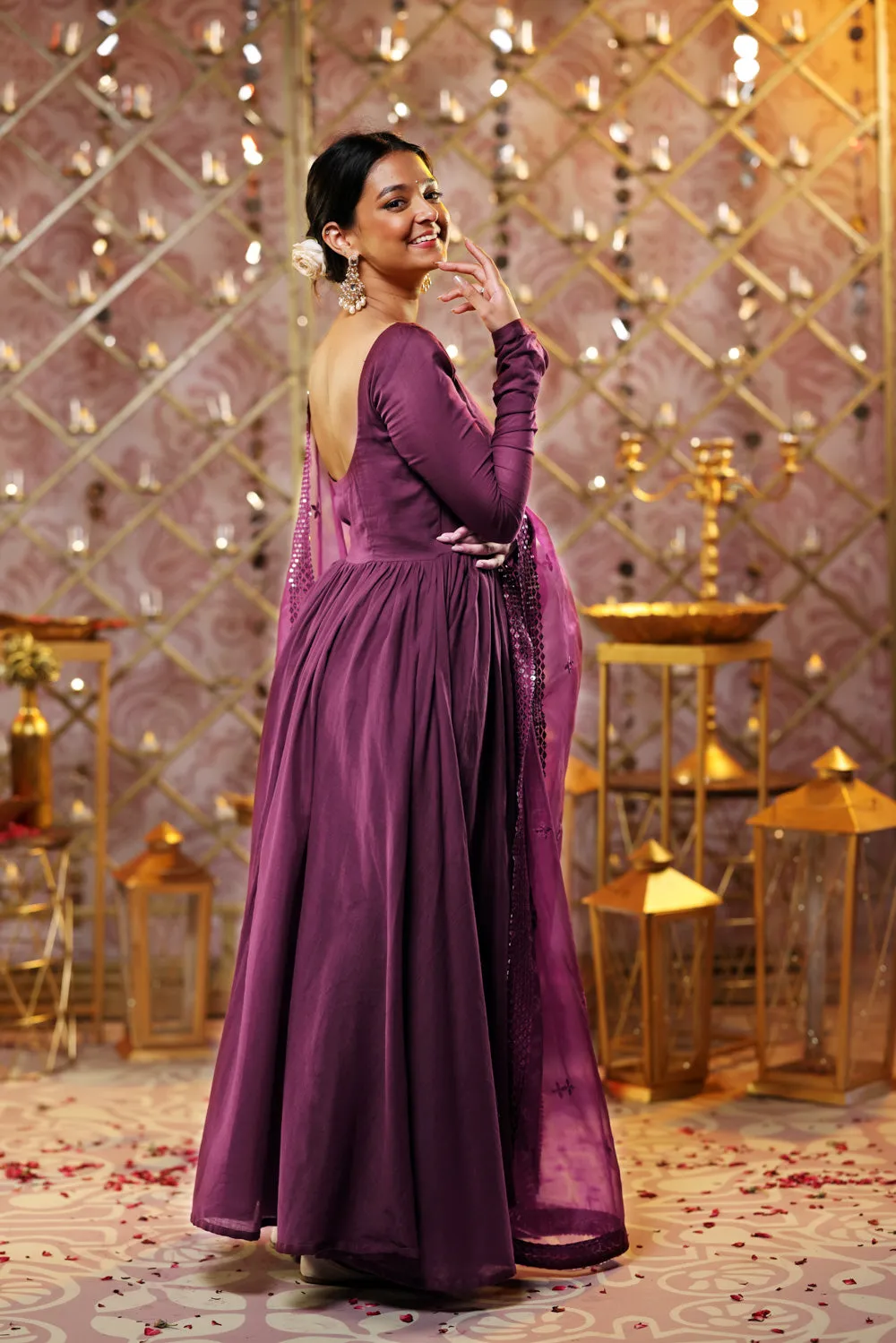 Purple Anarkali (3-piece Set) sold by Dri by Himadri product image thumbnail 4