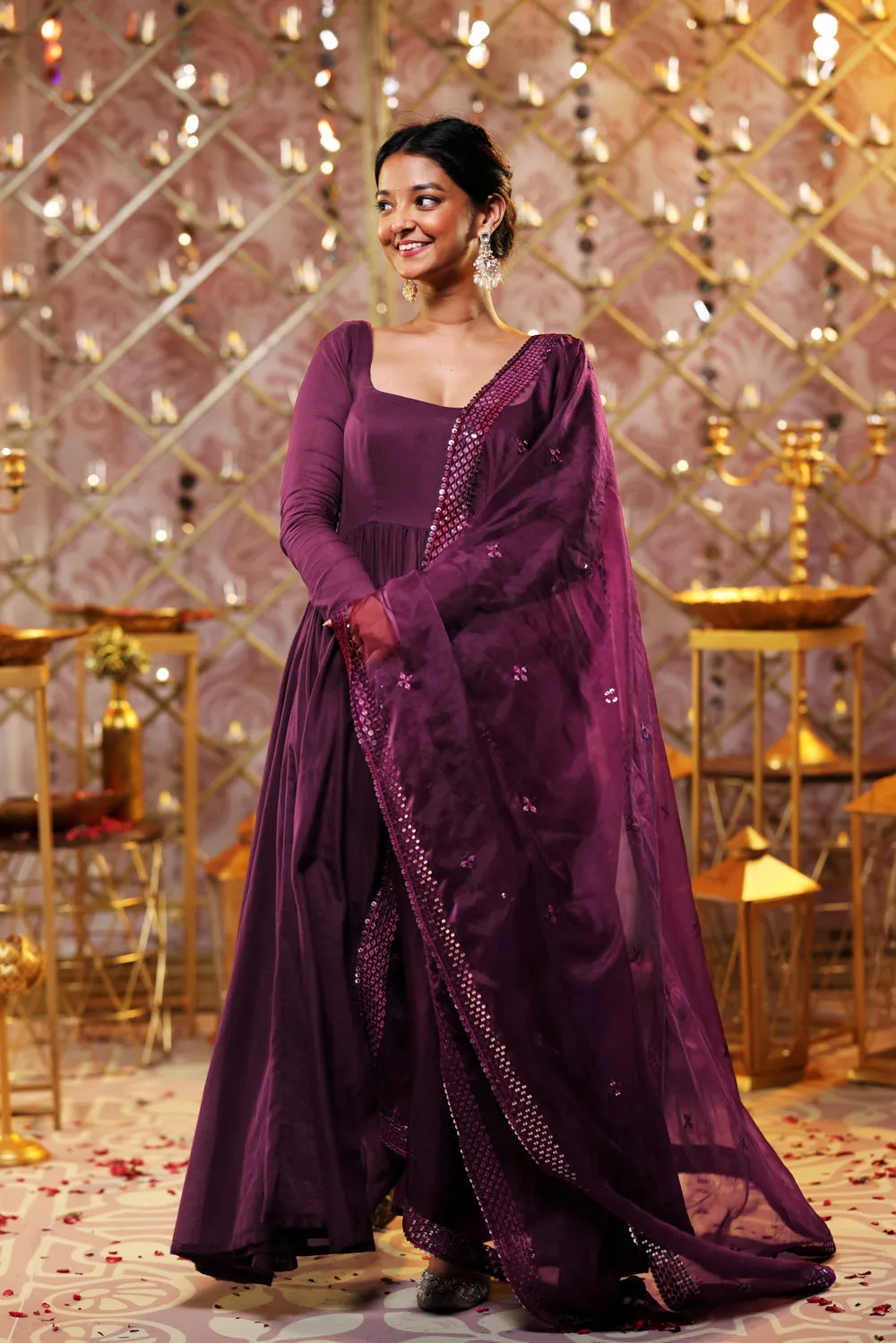Purple Anarkali (3-piece Set) sold by Dri by Himadri product image thumbnail 2