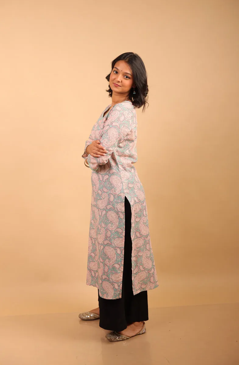 Sky Blue Long Kurti sold by Dri by Himadri product image thumbnail 5