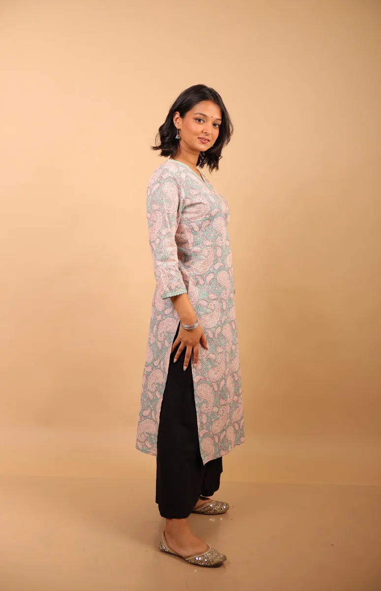 Sky Blue Long Kurti sold by Dri by Himadri product image thumbnail 3
