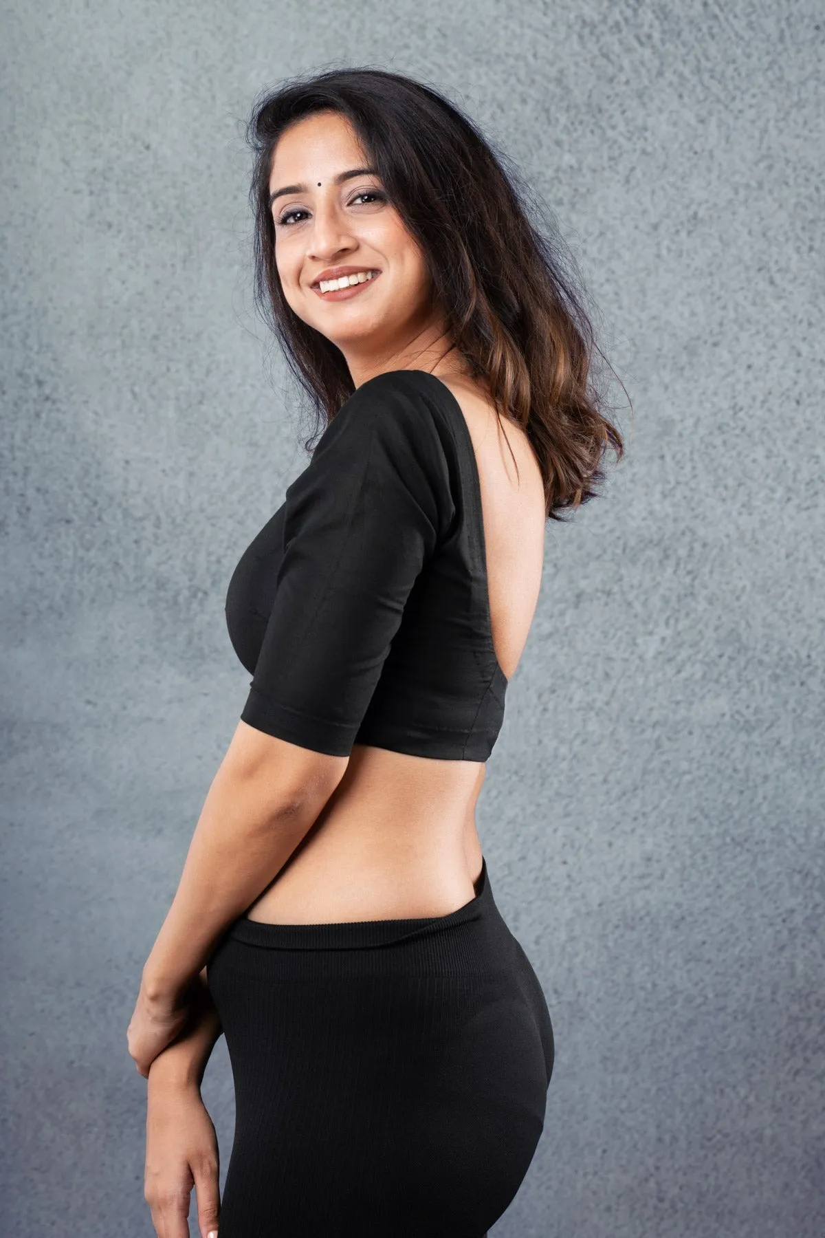 Black Rubia Quarter Sleeves Blouse sold by Dri by Himadri