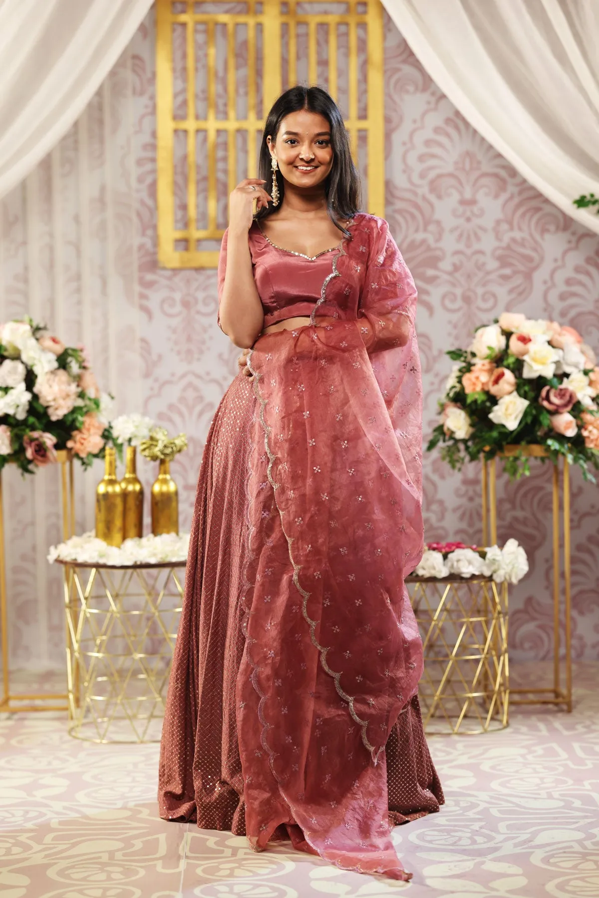 Rose Pink Sequence Lehenga (3-piece Set) sold by Dri by Himadri product image thumbnail 2