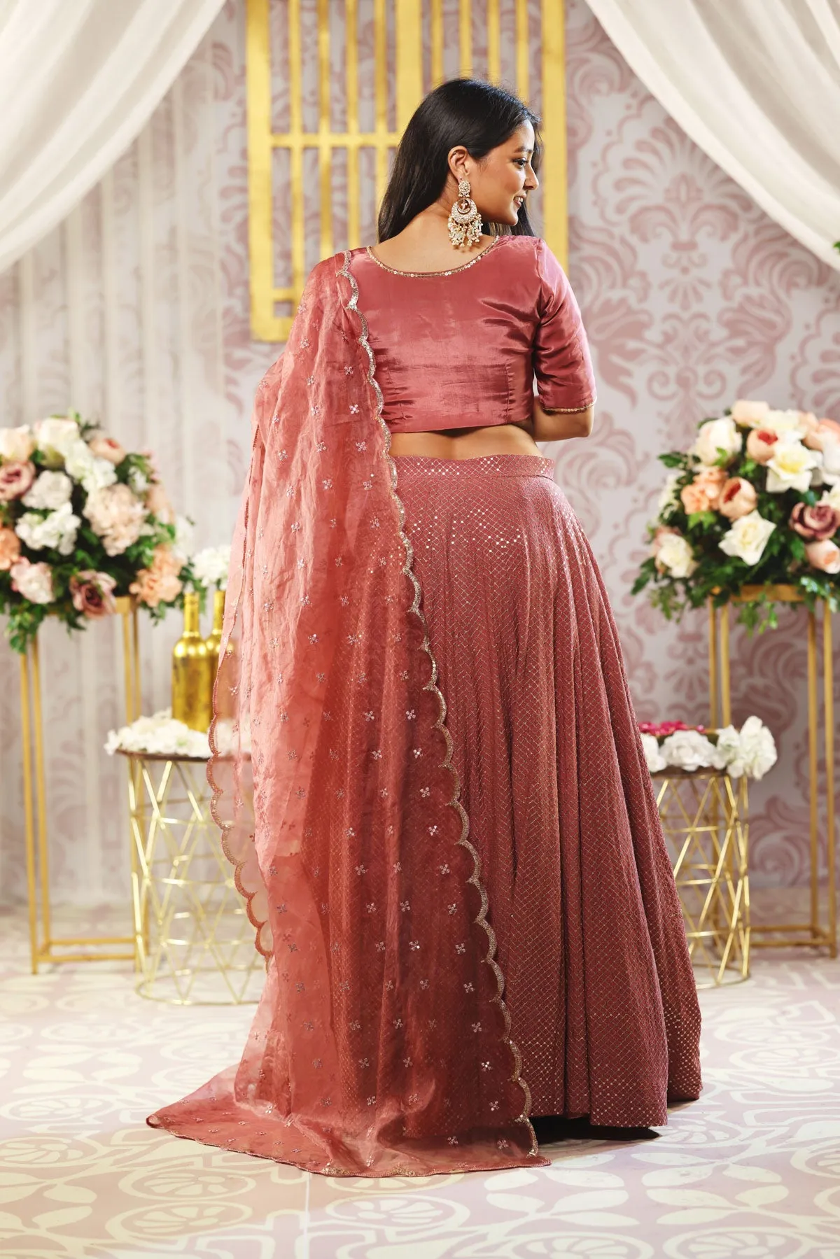 Rose Pink Sequence Lehenga (3-piece Set) sold by Dri by Himadri product image thumbnail 4