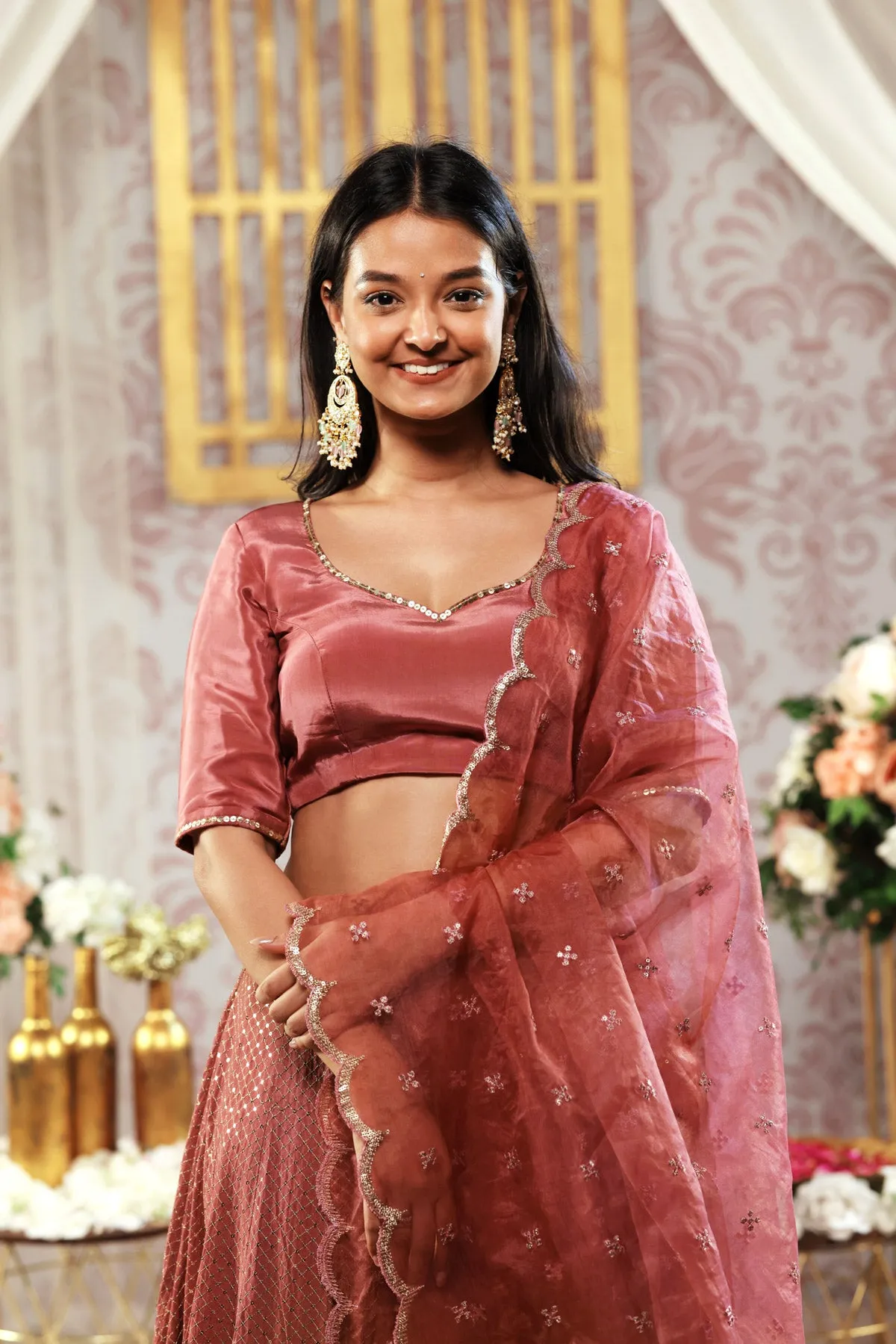 Rose Pink Sequence Lehenga (3-piece Set) sold by Dri by Himadri product image thumbnail 5