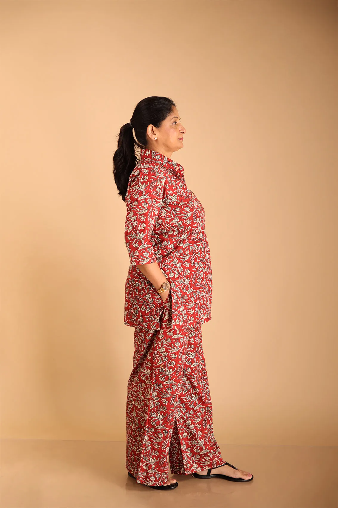 Red-Collared Lounge Wear Set sold by Dri by Himadri product image thumbnail 3