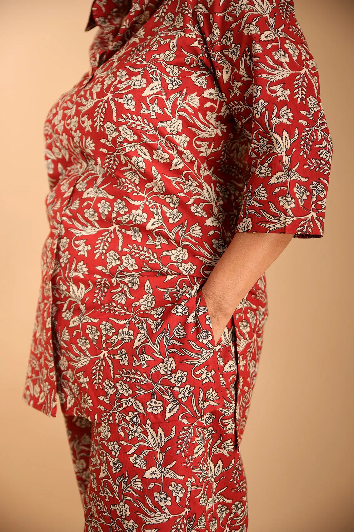 Red-Collared Lounge Wear Set sold by Dri by Himadri product image thumbnail 5