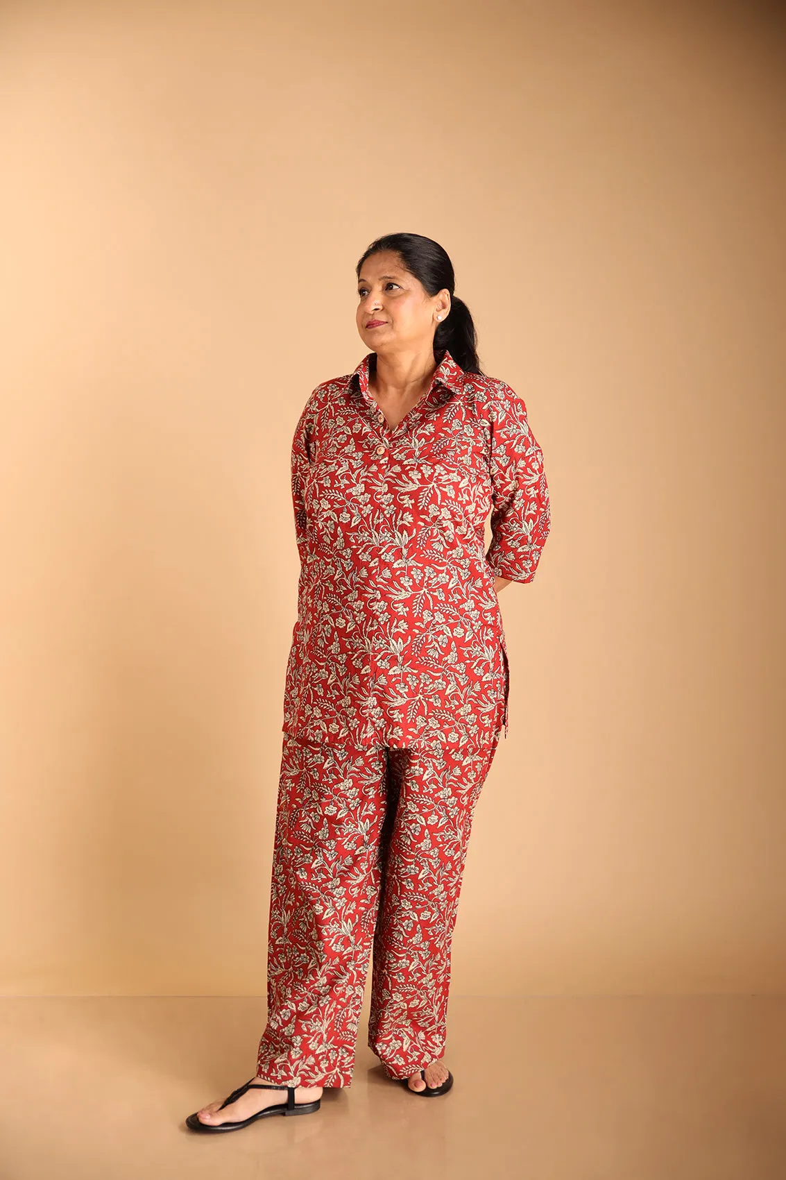 Red-Collared Lounge Wear Set sold by Dri by Himadri product image thumbnail 2