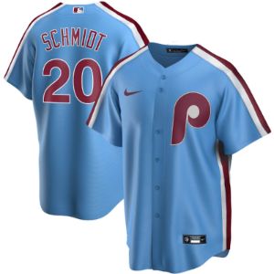 Men's Philadelphia Phillies Mike Schmidt Road Cooperstown Collection Player Jersey - Light Blue sold by The Bright Side