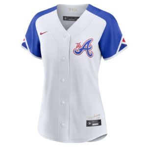 Women s Atlanta Braves Hank Aaron 2023 City Connect Replica Jersey White Parallel